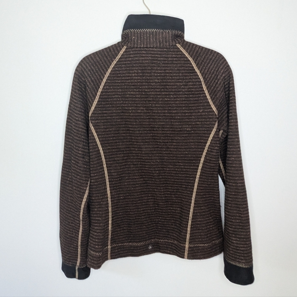 prAna Women's brown Wool Knit Hooded Fitted Zippered Plush-Lined Jacket Large - Picture 5 of 8